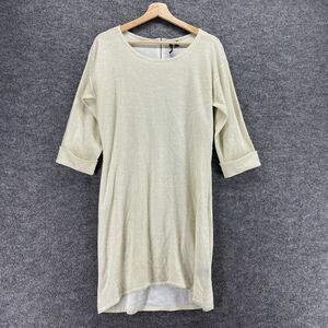 Chiasso Sweater Dress Women S Small Beige Zipper Short 3/4 Sleeve Casual Solid